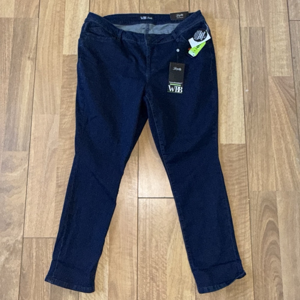 Women's Royalty For Me Mid Rise Ankle Stretch Jeans Blue Size 18w